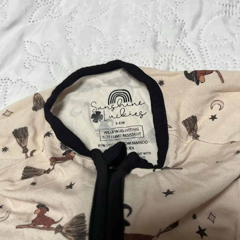 Sunshine Luckies Happy Halloweenie Zippy Bamboo PJs Size 3-6m